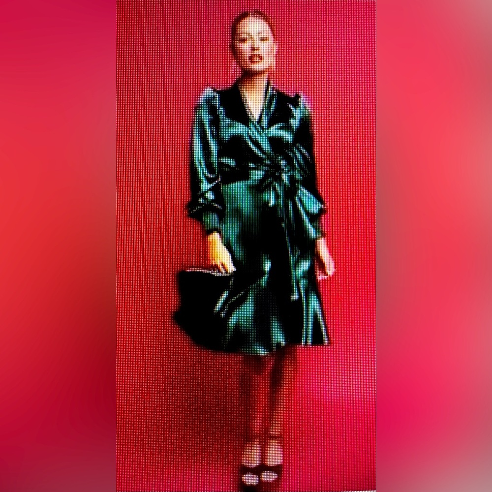 Rachel Parcell long sleeve satin wrap dress in Emerald, NWT, size XXL